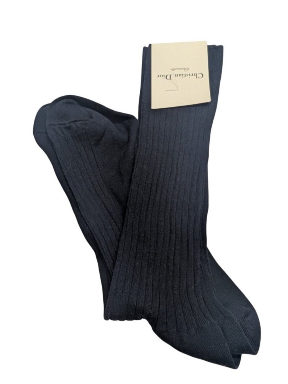 Dior Men's Black Ribbed Crew Dress Socks Vintage Y2K